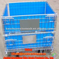 Stackable metal wire mesh container with wheels